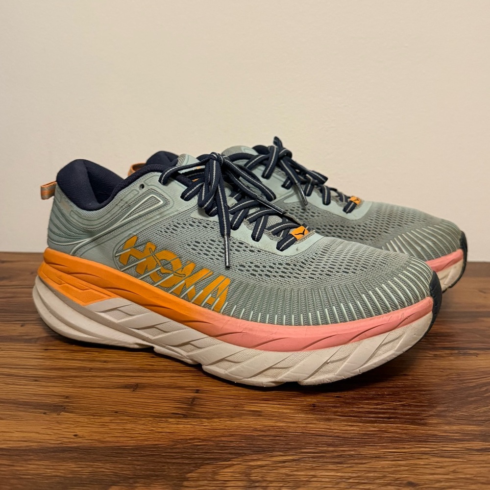 HOKA ONE ONE Bondi Mint Green pink orange size 9.5